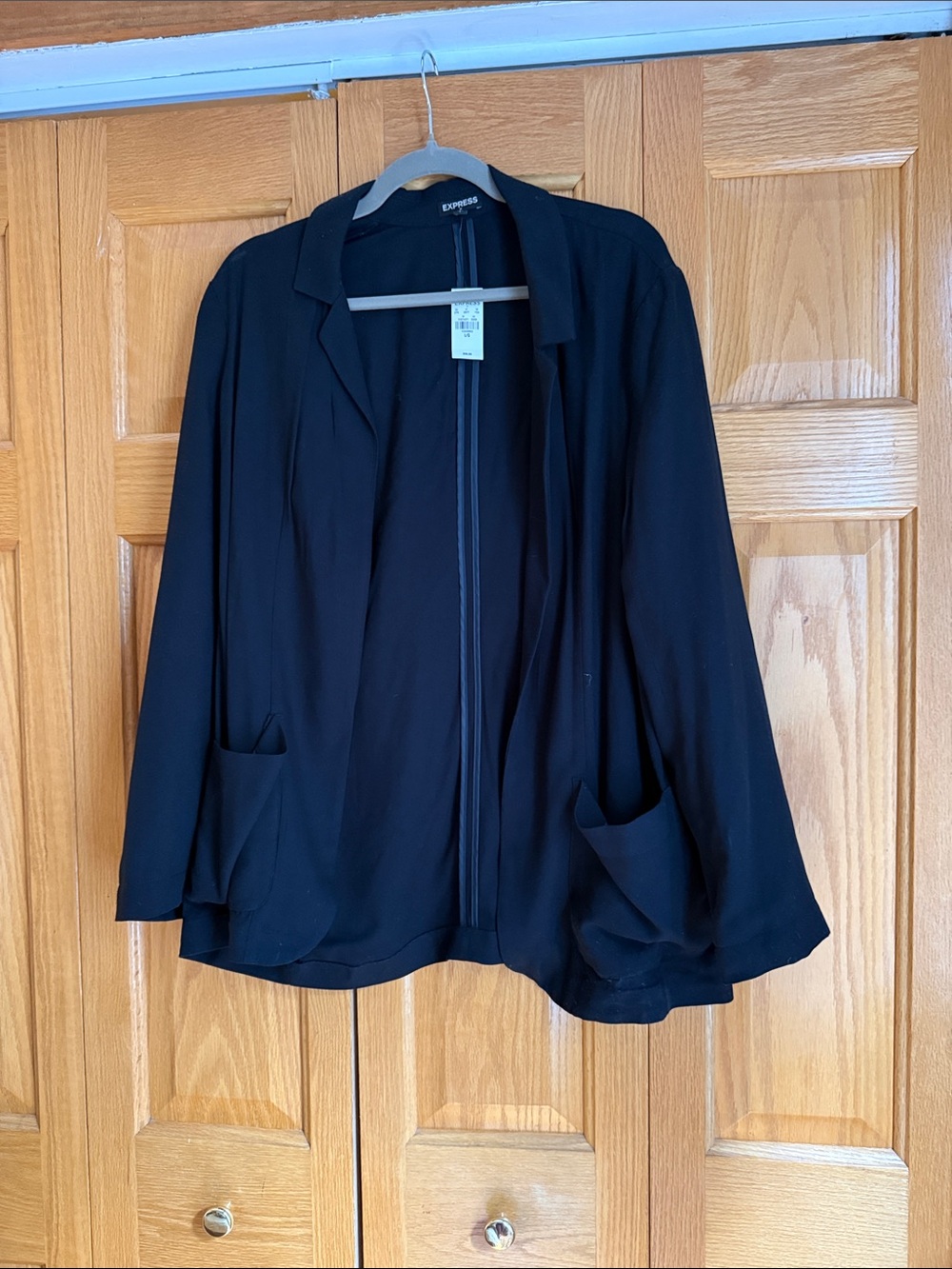 Express Black Open-Front Relaxed Blazer